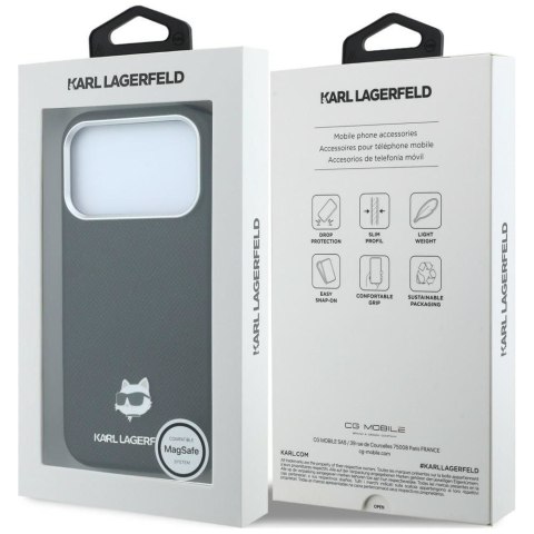KARL LAGERFELD futerał do IPHONE 18 Pro/ 17 Pro kompatybilny z MagSafe (Grained Choupette Head Metal) czarny