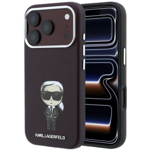 KARL LAGERFELD futerał do IPHONE 18 Pro/ 17 Pro kompatybilny z MagSafe (Smooth Ikonik Sketch) burgundowy