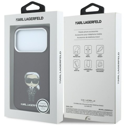 KARL LAGERFELD futerał do IPHONE 18 Pro/ 17 Pro kompatybilny z MagSafe (Smooth Ikonik Sketch) burgundowy