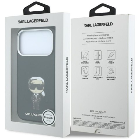 KARL LAGERFELD futerał do IPHONE 18 Pro/ 17 Pro kompatybilny z MagSafe (Smooth Ikonik Sketch) czarny