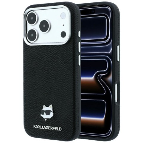 KARL LAGERFELD futerał do IPHONE 18 Pro Max/ 17 Pro Max kompatybilny z MagSafe (Grained Choupette Head Metal) czarny