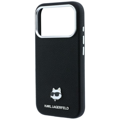 KARL LAGERFELD futerał do IPHONE 18 Pro Max/ 17 Pro Max kompatybilny z MagSafe (Grained Choupette Head Metal) czarny