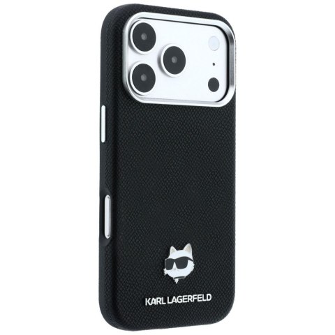 KARL LAGERFELD futerał do IPHONE 18 Pro Max/ 17 Pro Max kompatybilny z MagSafe (Grained Choupette Head Metal) czarny