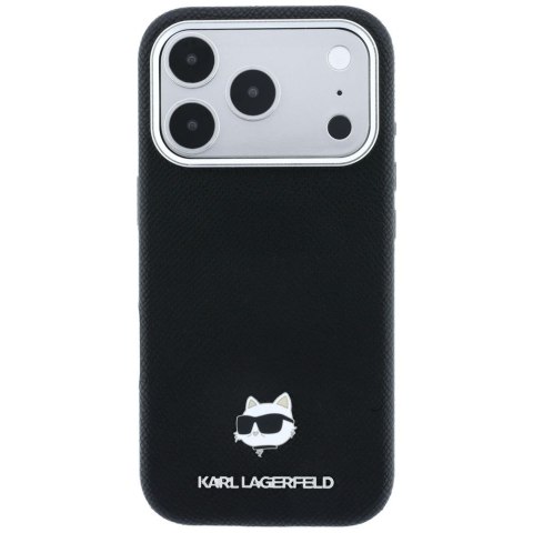 KARL LAGERFELD futerał do IPHONE 18 Pro Max/ 17 Pro Max kompatybilny z MagSafe (Grained Choupette Head Metal) czarny