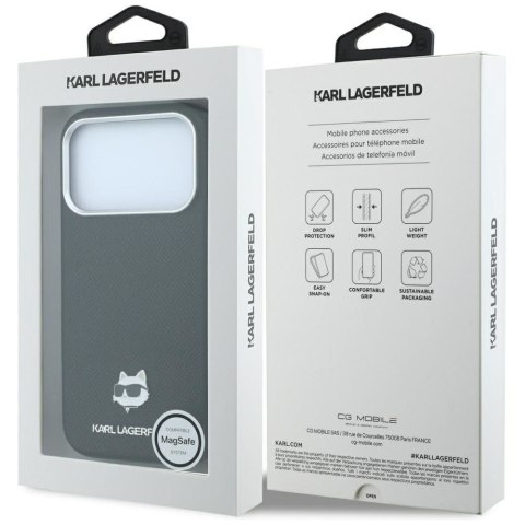 KARL LAGERFELD futerał do IPHONE 18 Pro Max/ 17 Pro Max kompatybilny z MagSafe (Grained Choupette Head Metal) czarny