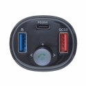 ART transmiter FM bluetooth 5.0 + USB A QC3.0 + Typ C (total 30W) FM-73 czarny