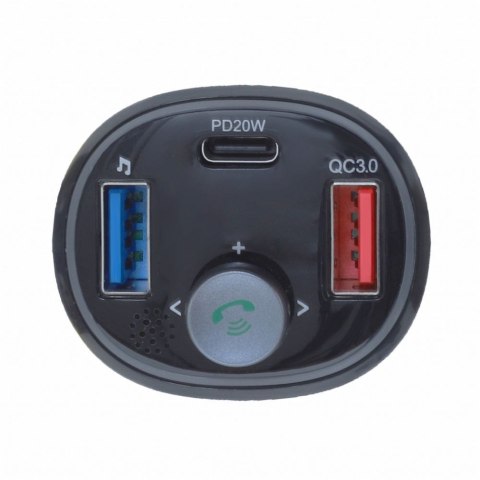 ART transmiter FM bluetooth 5.0 + USB A QC3.0 + Typ C (total 30W) FM-73 czarny