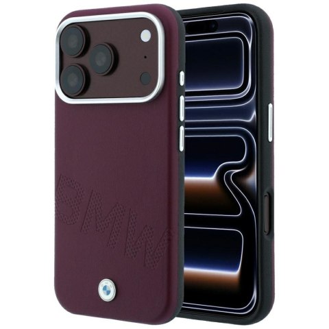 BMW futerał do IPHONE 18 Pro Max/17 Pro Max kompatybilny z MagSafe (Sign Inclined Deboss Letters) bordowy
