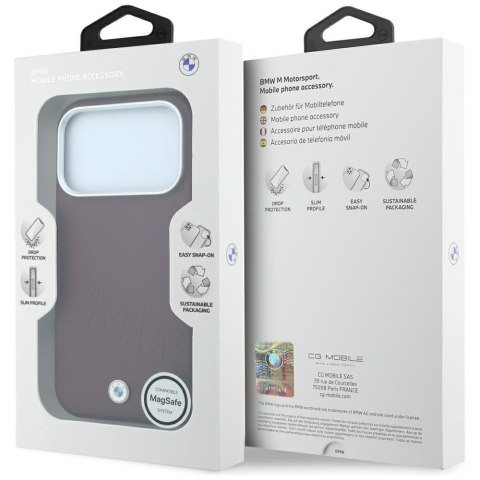 BMW futerał do IPHONE 18 Pro Max/17 Pro Max kompatybilny z MagSafe (Sign Inclined Deboss Letters) bordowy