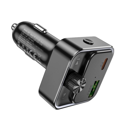 Ładowarka samochodowa Hoco USB A + USB C QC3.0 PD 30W z transmiterem E81 czarny