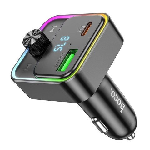 Ładowarka samochodowa Hoco USB A + USB C QC3.0 PD 30W z transmiterem E81 czarny