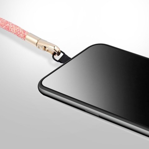 Smycz do telefonu na nadgarstek z regulacją długości Forcell F-Design L8X36 (max 18cm w pętli) różowo biała
