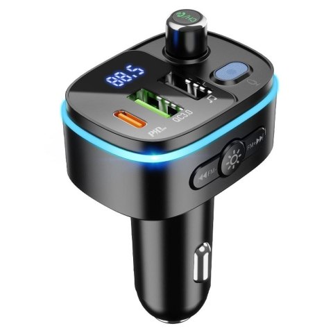 Transmiter samochodowy bluetooth Hoco 2 x USB A + USB C QC3.0 PD 20W E62 czarny