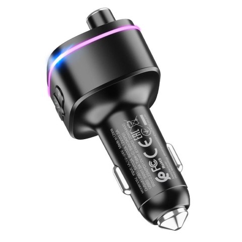 Transmiter samochodowy bluetooth Hoco 2 x USB A + USB C QC3.0 PD 20W E62 czarny