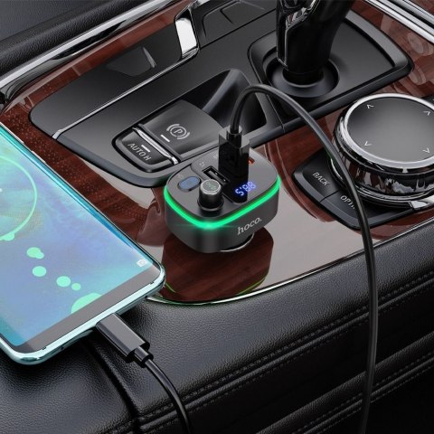 Transmiter samochodowy bluetooth Hoco 2 x USB A + USB C QC3.0 PD 20W E62 czarny