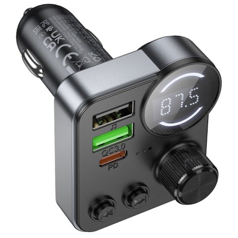 Transmiter samochodowy bluetooth Hoco 2 x USB A + USB C QC3.0 PD 48W E86 czarny