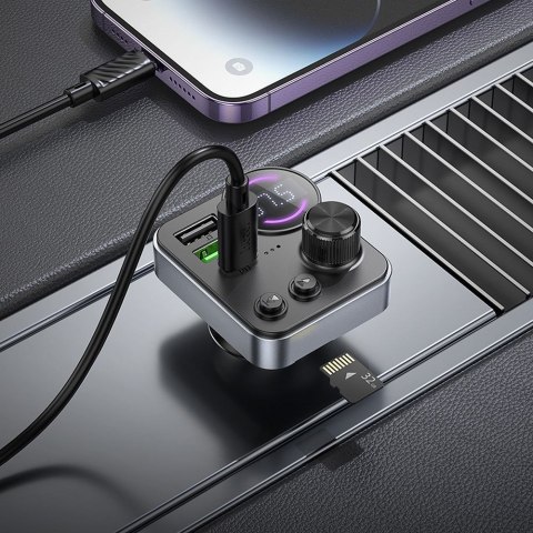 Transmiter samochodowy bluetooth Hoco 2 x USB A + USB C QC3.0 PD 48W E86 czarny