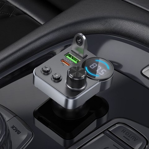 Transmiter samochodowy bluetooth Hoco 2 x USB A + USB C QC3.0 PD 48W E86 czarny