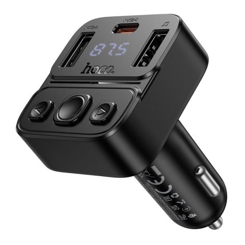 Transmiter samochodowy bluetooth Hoco USB A + USB C QC PD 35W E87 czarny