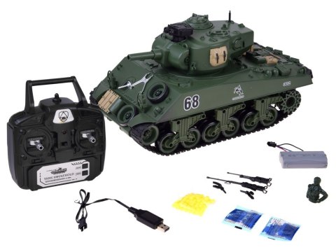 Czołg zdalnie sterowany Sherman M4A3 Strzela Dym Dźwięk Wieżyczka RC0769