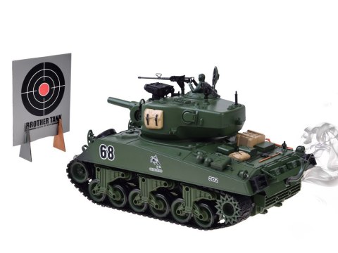 Czołg zdalnie sterowany Sherman M4A3 Strzela Dym Dźwięk Wieżyczka RC0769