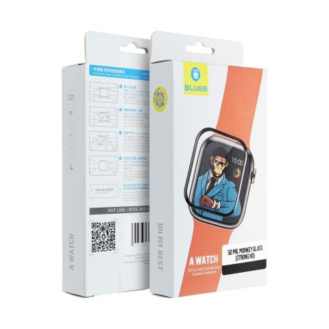 Szkło Hartowane 5D do Apple Watch SE / SE 2 / SE 3 44MM Mr. Monkey Glass (Anti-Static Strong HD) czarne
