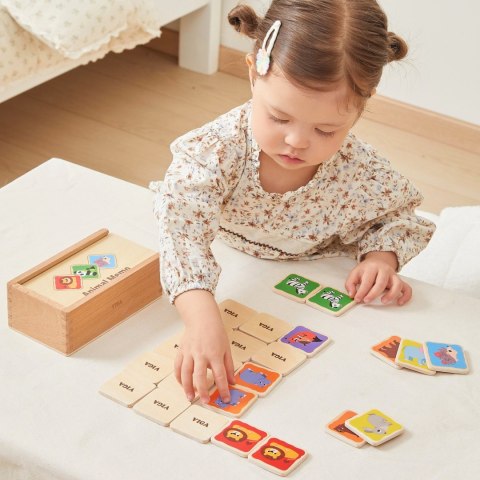 Viga Drewniana Gra Pamięciowa Memo Zwierzątka Edukacyjna Dzieci 3+