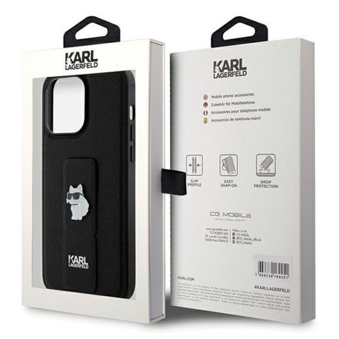 KARL LAGERFELD futerał do IPHONE 13 Pro Max KLHCP13XGSACHPK (Gripstand Saffiano choupette PIN) czarny