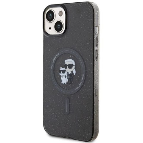 KARL LAGERFELD futerał do IPHONE 15 KLHMP15SHGKCNOK (Glitter + MAG) czarny