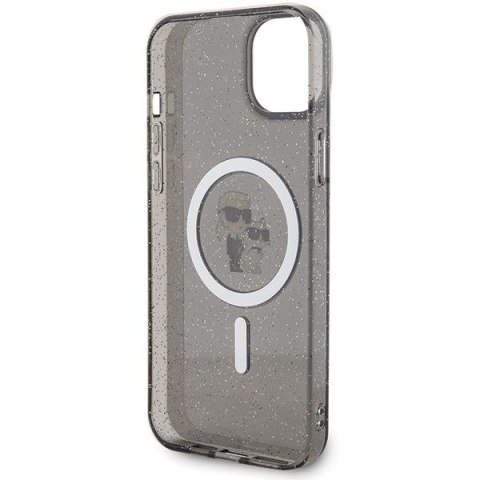 KARL LAGERFELD futerał do IPHONE 15 KLHMP15SHGKCNOK (Glitter + MAG) czarny
