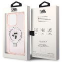 KARL LAGERFELD futerał do IPHONE 15 Pro kompatybilny z MagSafe KLHMP15LHMRSKCP (Ringstand KC) różowy