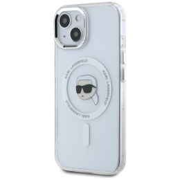 KARL LAGERFELD futerał do IPHONE 15 kompatybilny z MagSafe KLHMP15SHLSKIH (IML Metal K Head) biały