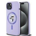 KARL LAGERFELD futerał do IPHONE 15 kompatybilny z MagSafe KLHMP15SSCMKCRHU (Silicone KC Body Ring) fioletowy