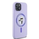 KARL LAGERFELD futerał do IPHONE 15 kompatybilny z MagSafe KLHMP15SSCMKCRHU (Silicone KC Body Ring) fioletowy