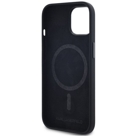 KARL LAGERFELD futerał do IPHONE 15 kompatybilny z MagSafe KLHMP15SSCMKMPCK (Silicone Initial Metal Logo) czarny