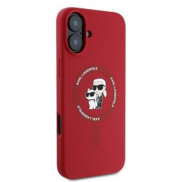 KARL LAGERFELD futerał do IPHONE 16 Plus kompatybilny z MagSafe KLHMP16MSCMKCRHR (Silicone KC Body Ring) czerwony