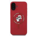 KARL LAGERFELD futerał do IPHONE 16 Plus kompatybilny z MagSafe KLHMP16MSCMKCRHR (Silicone KC Body Ring) czerwony
