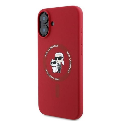 KARL LAGERFELD futerał do IPHONE 16 Plus kompatybilny z MagSafe KLHMP16MSCMKCRHR (Silicone KC Body Ring) czerwony