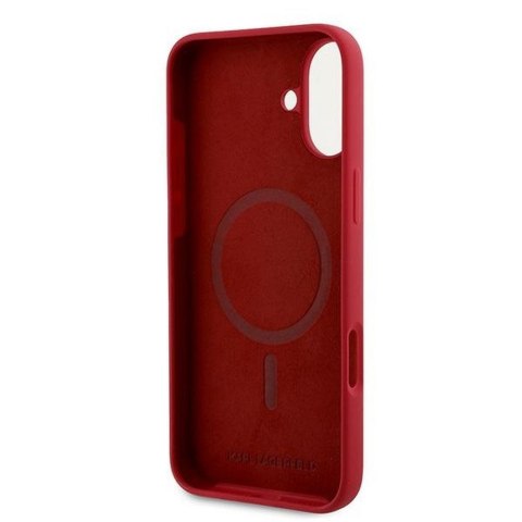 KARL LAGERFELD futerał do IPHONE 16 Plus kompatybilny z MagSafe KLHMP16MSCMKCRHR (Silicone KC Body Ring) czerwony