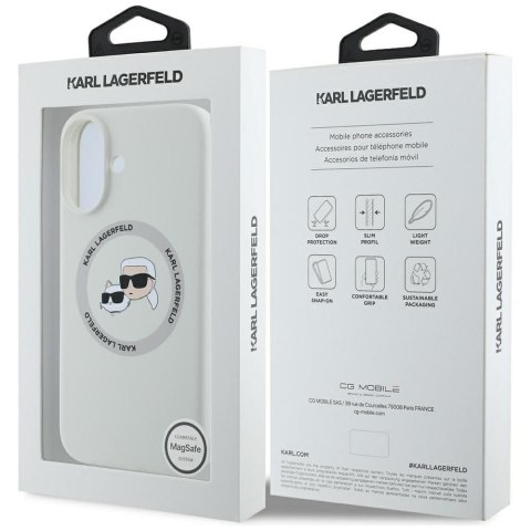 KARL LAGERFELD futerał do IPHONE 16 kompatybilny z MagSafe KLHMP16SSKCHTCE (Silicone KC Heads) beżowy