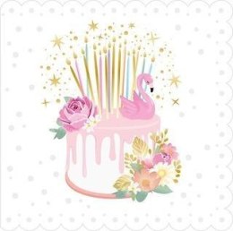 Karnet Urodziny - Lace Flamingo Cake