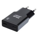 Ładowarka sieciowa do telefonu Blue Star Slim GaN 2 x USB C QC4.0 PD 3A 30W TFK-SC-30WCC czarna