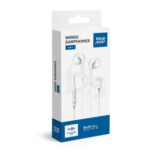 Słuchawki przewodowe douszne USB C (DAC) Blue Star PA-M15C-R 1,2 m białe