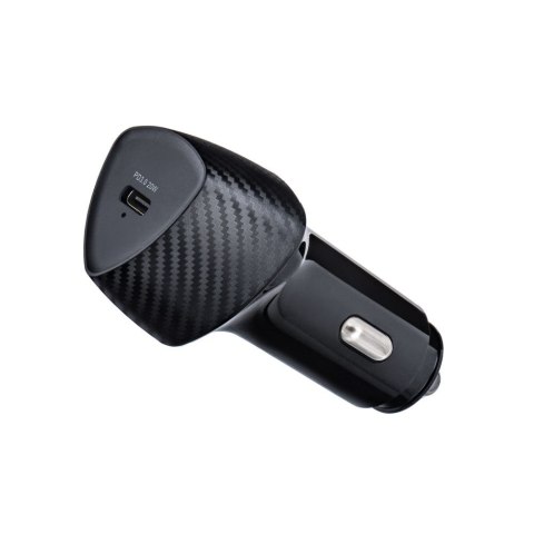 Ładowarka samochodowa Forcell F-Energy Carbon USB C QC3.0 PD 3A 20W + kabel USB C do Lightning CC50-1C czarna