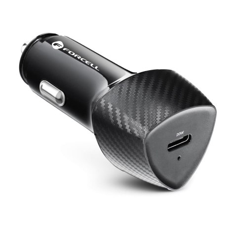 Ładowarka samochodowa Forcell F-Energy Carbon USB C QC3.0 PD 3A 20W + kabel USB C do Lightning CC50-1C czarna