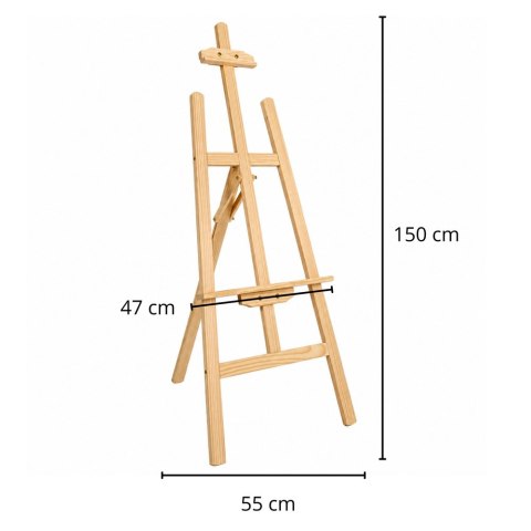 Duża Sztaluga Malarska z Litego Drewna Drewniana Trójnożna 150 CM