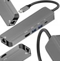 Adapter HUB 5w1 USB C ART OEM-C15-1 srebrny