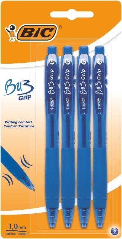 Długopis Bu3 grip niebieski bls 4szt BIC