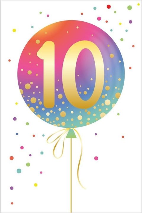 Karnet Urodziny - Age Balloon 10