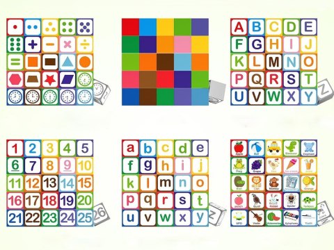 Klocki magnetyczne EDUKACYJNE - nauka liczenia, liter, zegara 35ele ZA6603